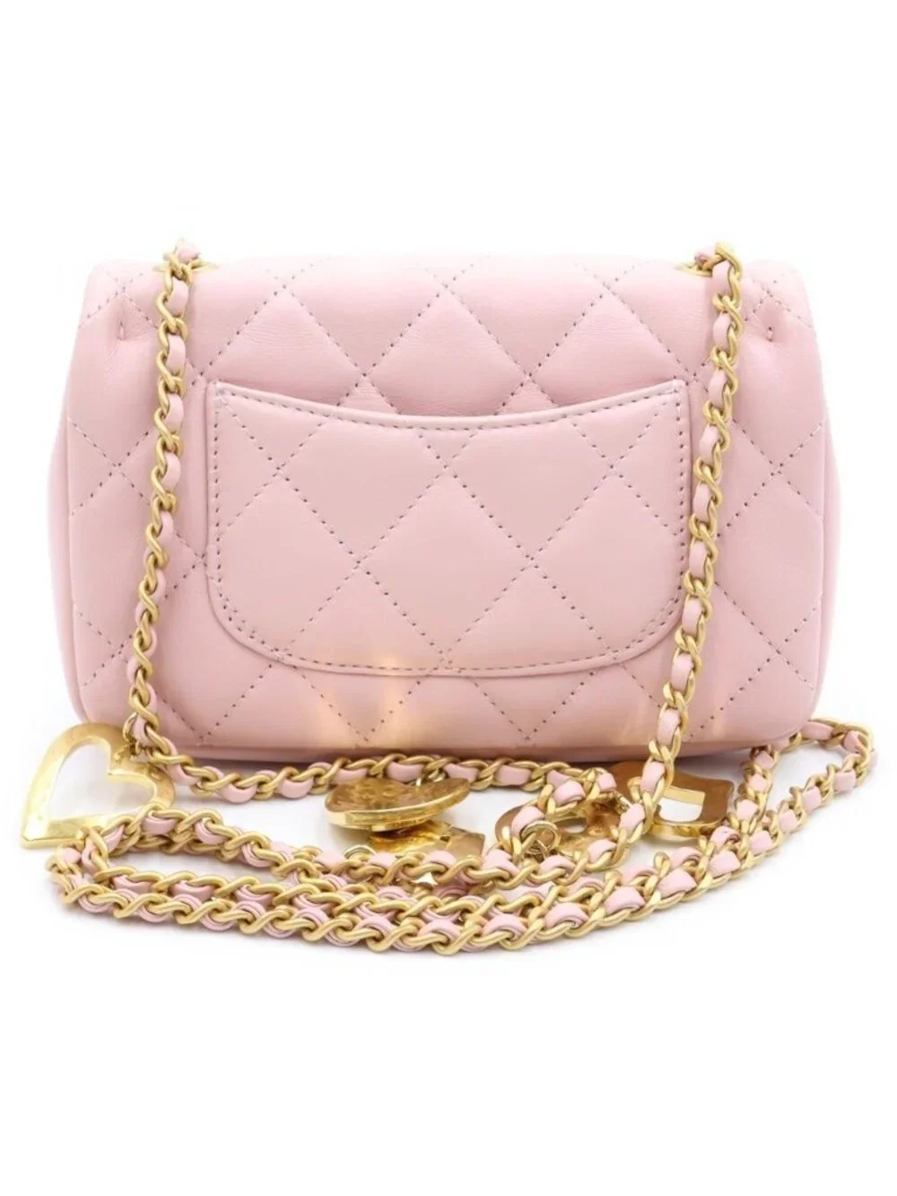 Chanel Mini Quilted 17 Chain Shoulder Bag Lambskin Pink
